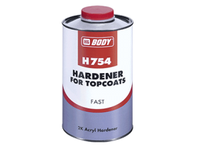 Isocyanate fast hardener for 2K acrylic paints and 2K acrylic clear coats.